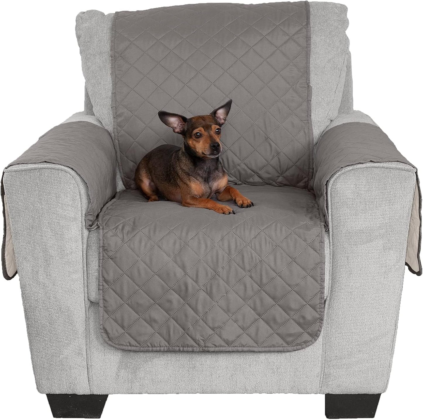 Water-Resistant Sofa Cover for Dogs & Cats, Reversible Couch Protector with Secure Straps and Pinsonic Quilted Fabric, Machine Washable Couch Cover, Large Sofa, Gray/Mist