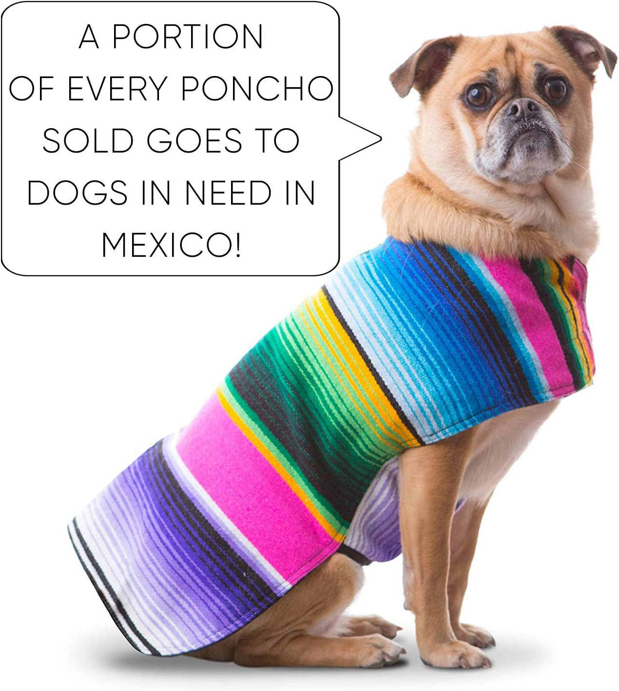 Dog Clothes - Handmade Dog Poncho - Cinco De Mayo Chihuahua Costume from Authentic Mexican Blanket (Pink, XXS)
