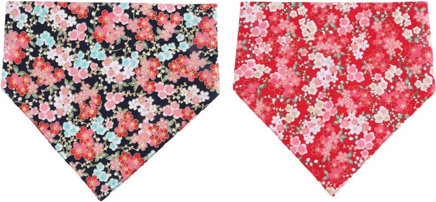 4 Pack Dog Bandanas Triangle Bibs Scarf Accessories Japanese Style Small