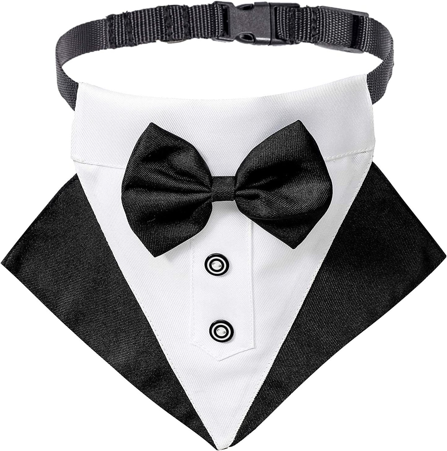 Formal Dog Tuxedo Wedding Pet Bandana Collar with Bow Tie, Adjustable Pet Bowtie Collar Bandana for Large Dog (Large)