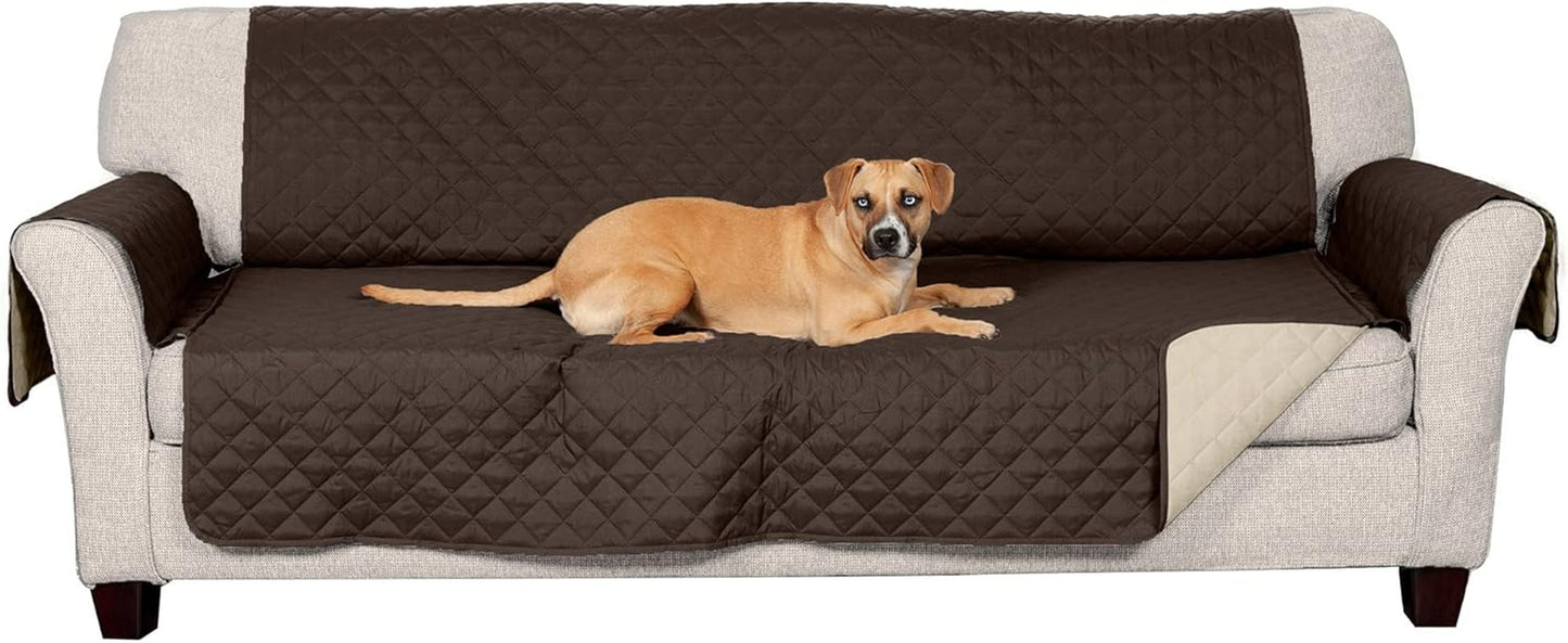 Water-Resistant Sofa Cover for Dogs & Cats, Reversible Couch Protector with Secure Straps and Pinsonic Quilted Fabric, Machine Washable Couch Cover, Large Sofa, Gray/Mist