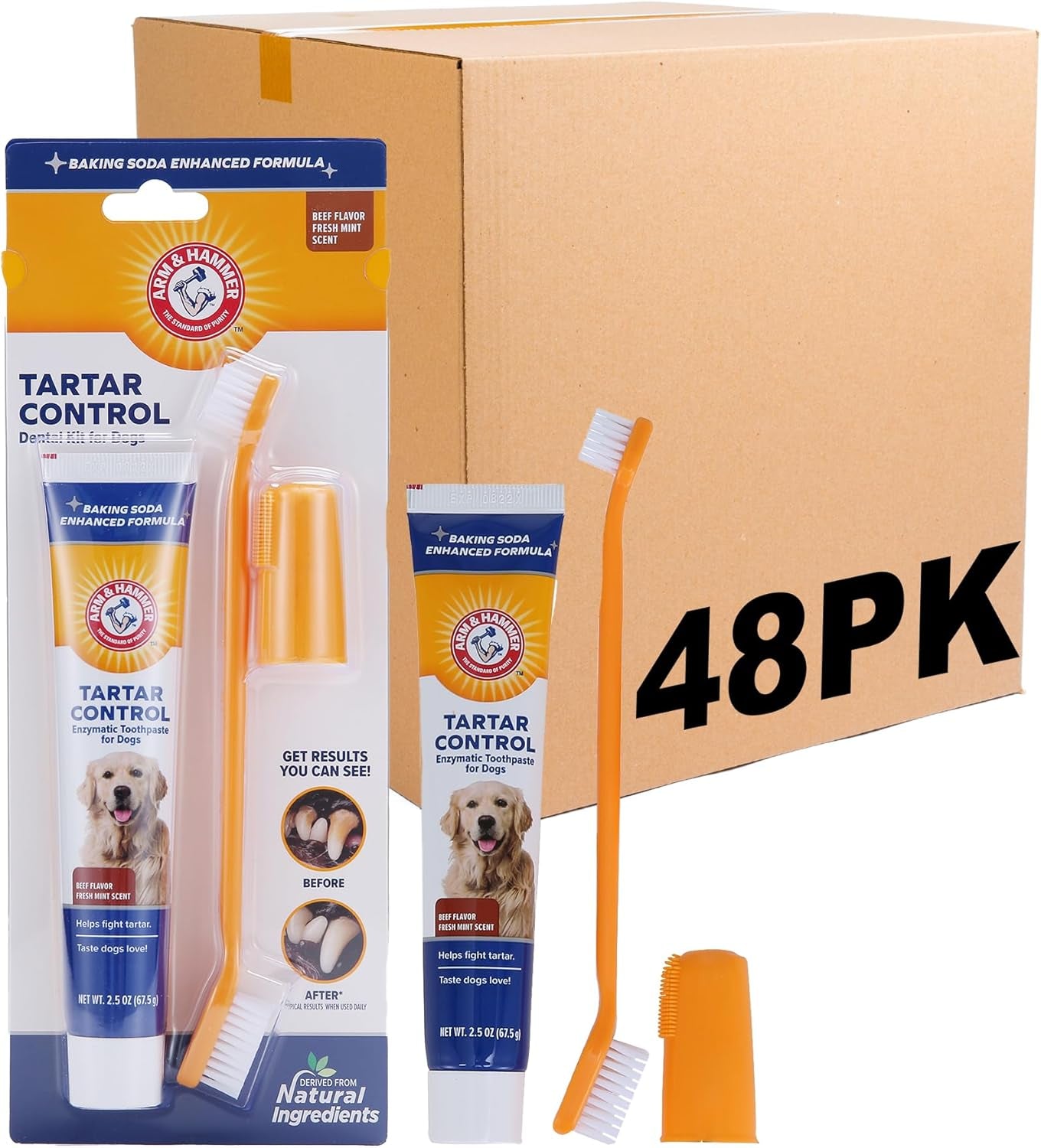 for Pets Tartar Control Kit for Dogs Contains Toothpaste, Toothbrush & Fingerbrush Reduces Plaque & Tartar Buildup, 3-Piece Kit, Banana Mint Flavor (Pack of 1)