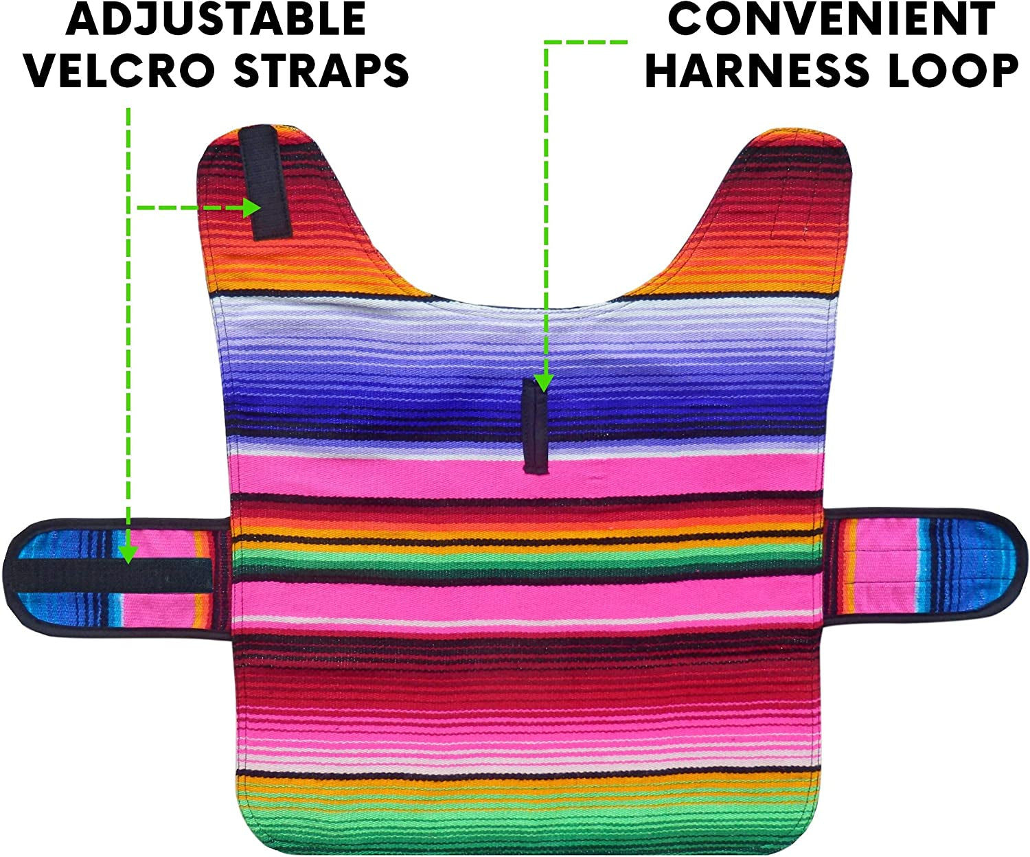 Dog Clothes - Handmade Dog Poncho - Cinco De Mayo Chihuahua Costume from Authentic Mexican Blanket (Pink, XXS)