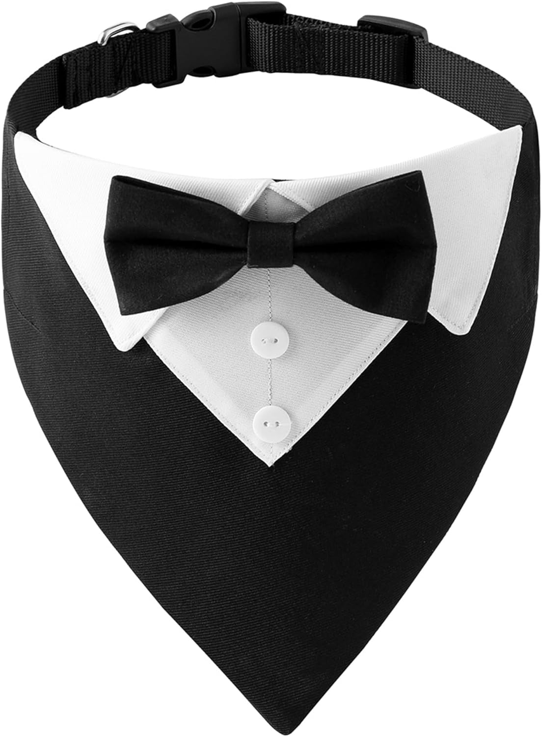 Formal Dog Tuxedo Wedding Pet Bandana Collar with Bow Tie, Adjustable Pet Bowtie Collar Bandana for Large Dog (Large)