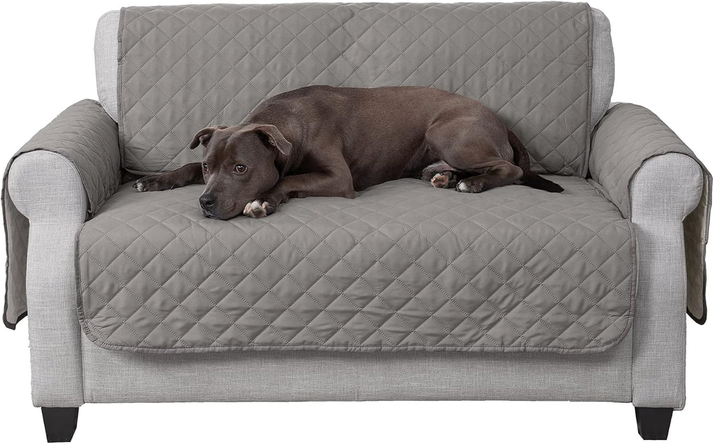 Water-Resistant Sofa Cover for Dogs & Cats, Reversible Couch Protector with Secure Straps and Pinsonic Quilted Fabric, Machine Washable Couch Cover, Large Sofa, Gray/Mist