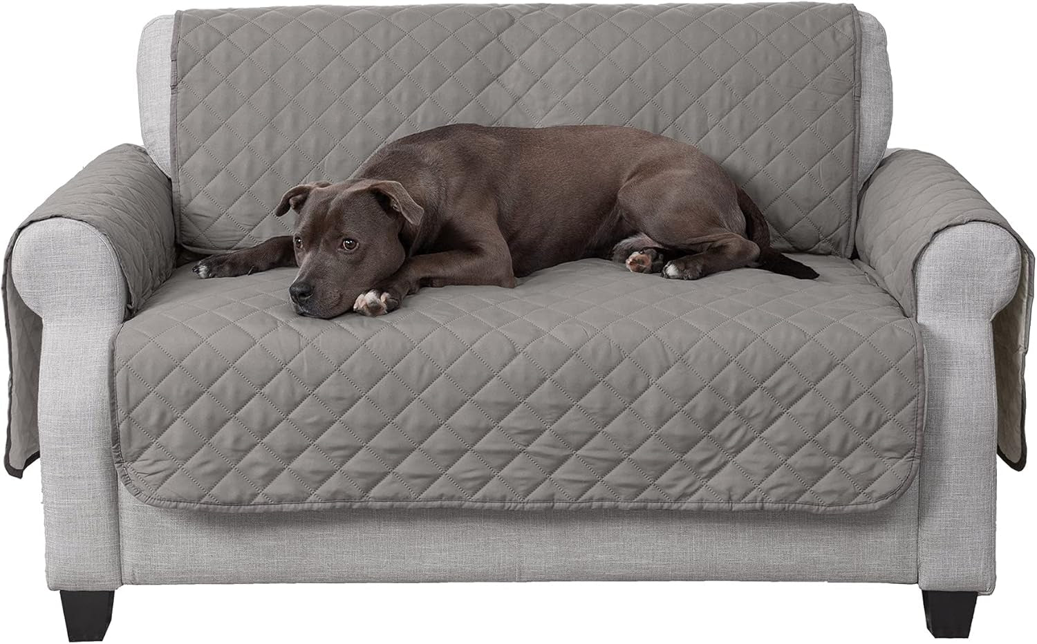 Water-Resistant Sofa Cover for Dogs & Cats, Reversible Couch Protector with Secure Straps and Pinsonic Quilted Fabric, Machine Washable Couch Cover, Large Sofa, Gray/Mist
