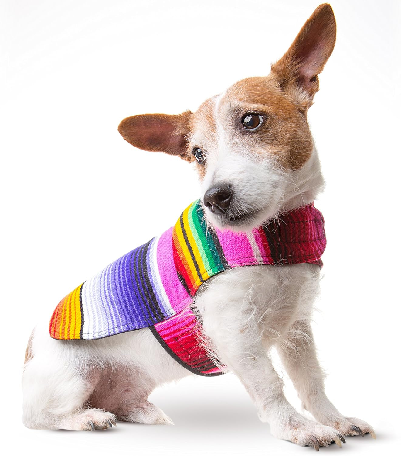 Dog Clothes - Handmade Dog Poncho - Cinco De Mayo Chihuahua Costume from Authentic Mexican Blanket (Pink, XXS)