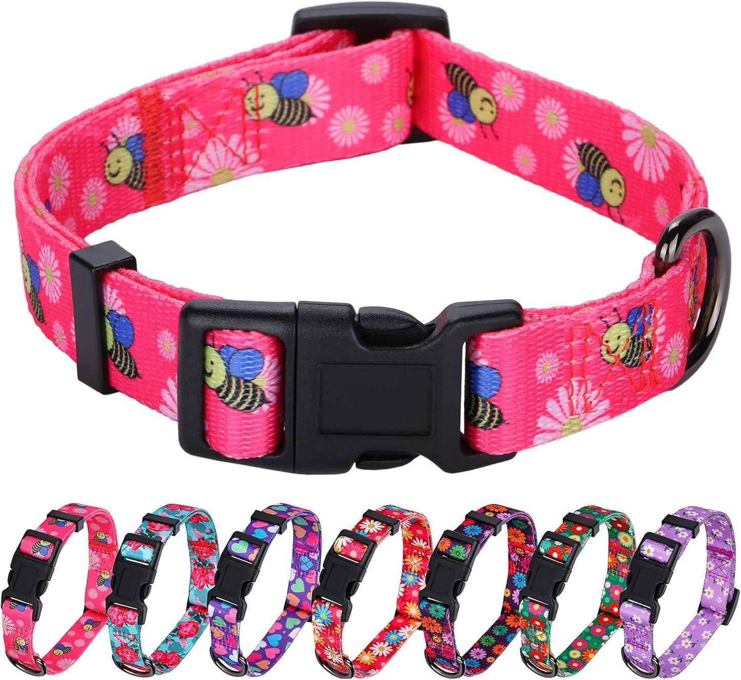 Daisy Girl Dog Collars, Floarl Design for Small Dogs, Purple