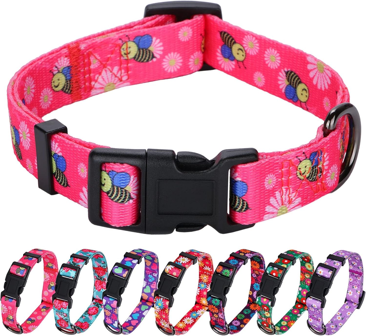 Daisy Girl Dog Collars, Floarl Design for Small Dogs, Purple