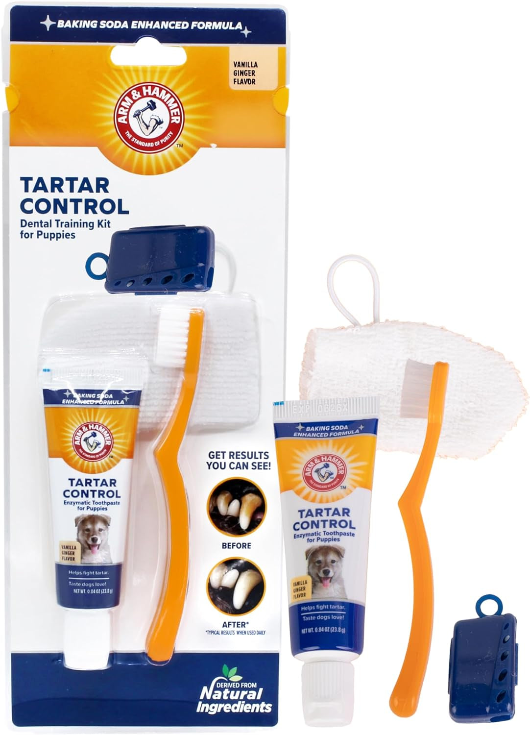 for Pets Tartar Control Kit for Dogs Contains Toothpaste, Toothbrush & Fingerbrush Reduces Plaque & Tartar Buildup, 3-Piece Kit, Banana Mint Flavor (Pack of 1)