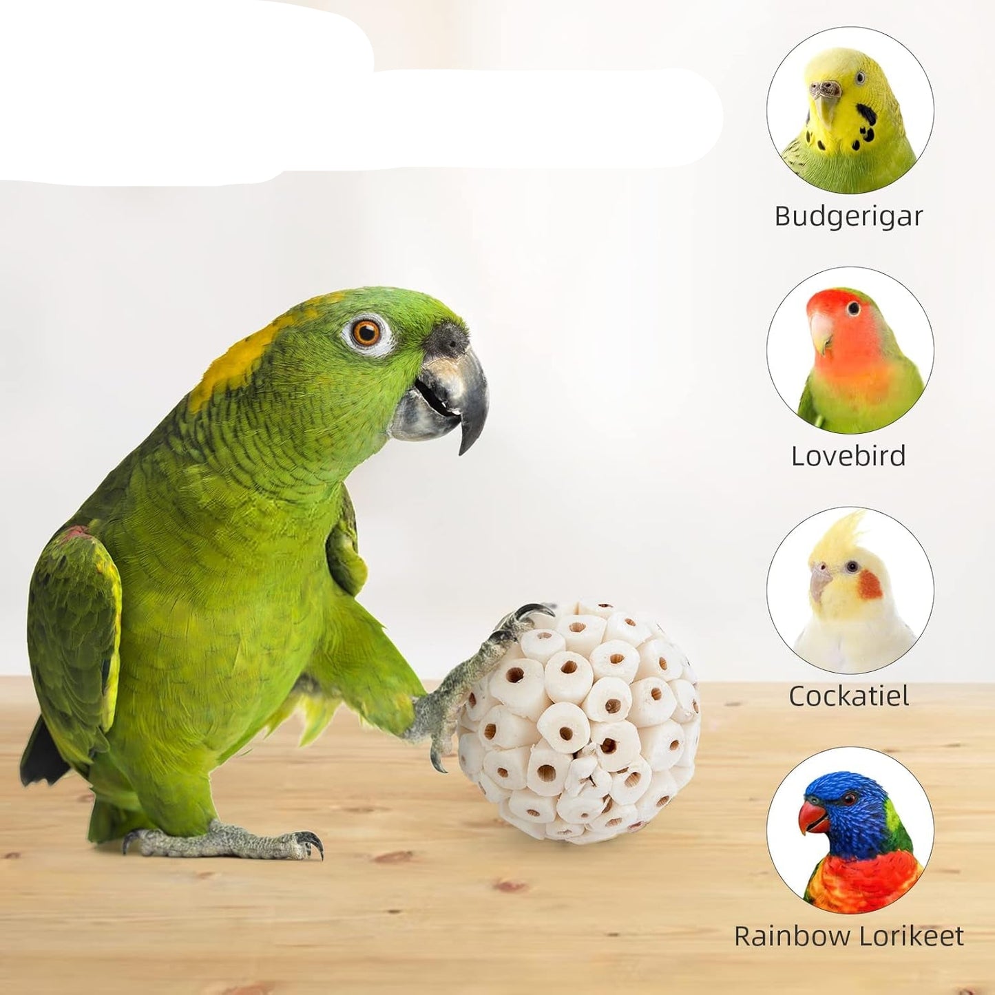 Bird Toy Sola Ball - Natural Soft Chew Shredding & Foraging Toy for Cockatiel Conure Quaker Parrot Budgie Parakeet Rabbit Bunny Guinea Pig Chinchilla (Style 1 (Pack of 6))