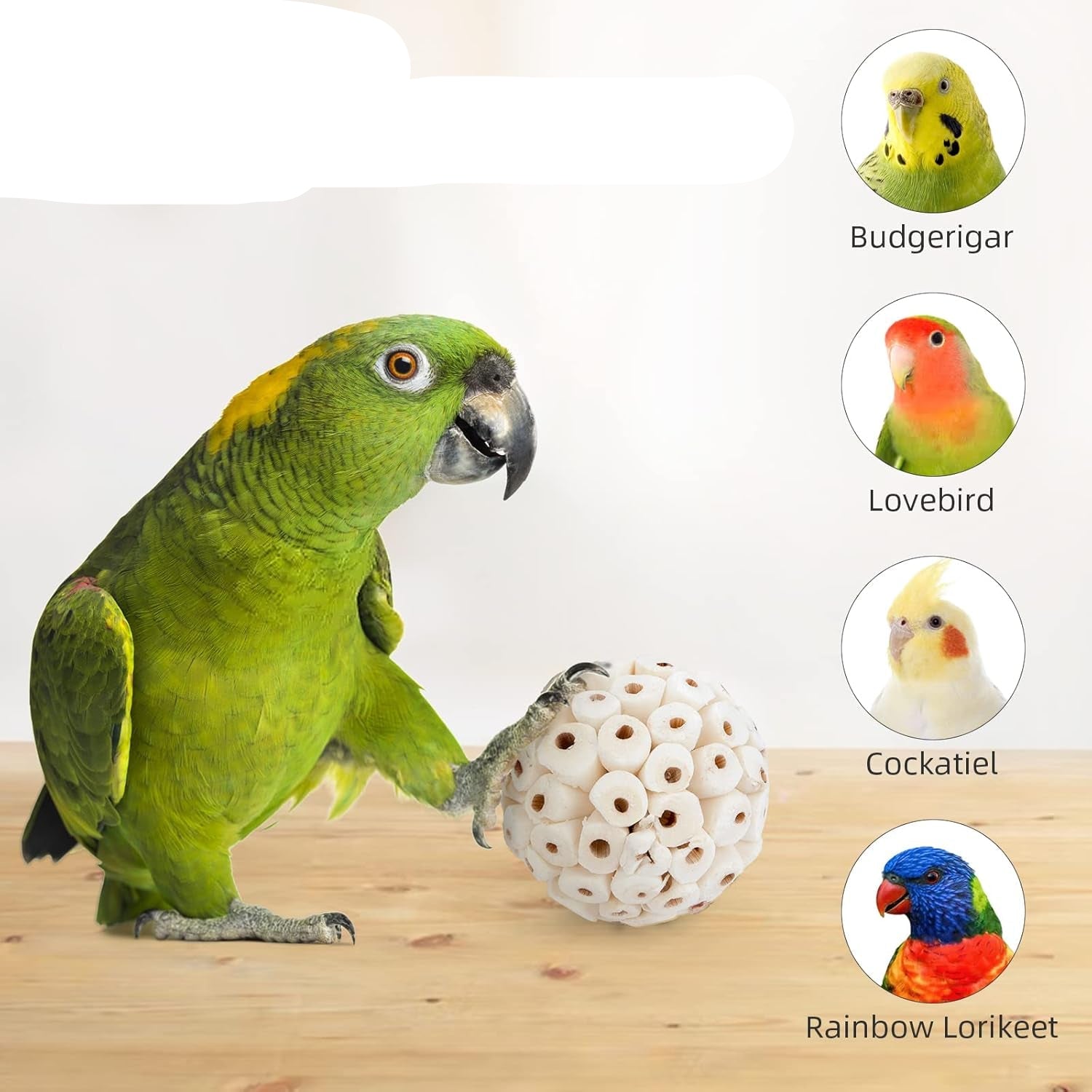 Bird Toy Sola Ball - Natural Soft Chew Shredding & Foraging Toy for Cockatiel Conure Quaker Parrot Budgie Parakeet Rabbit Bunny Guinea Pig Chinchilla (Style 1 (Pack of 6))
