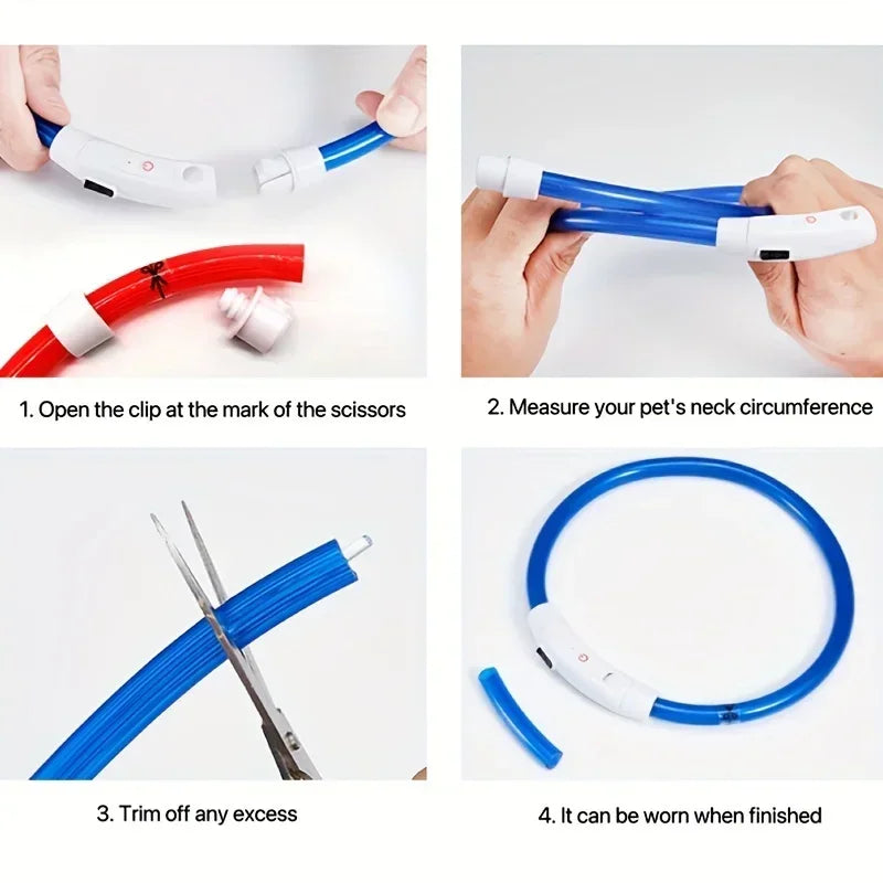 Pet Dog LED Light Collar Luminous Anti-Lost Dog Collar USB Charging Dog Necklace Collar Large Medium Small