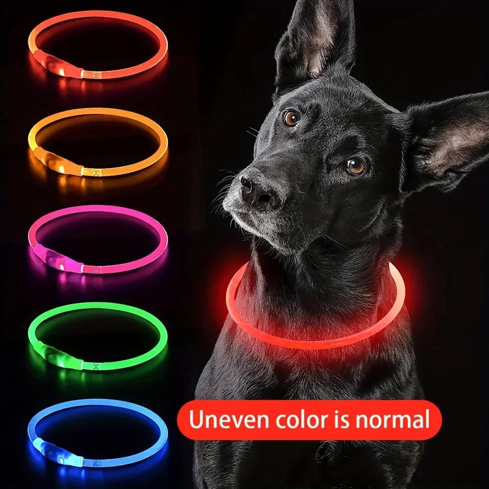 Pet Dog LED Light Collar Luminous Anti-Lost Dog Collar USB Charging Dog Necklace Collar Large Medium Small
