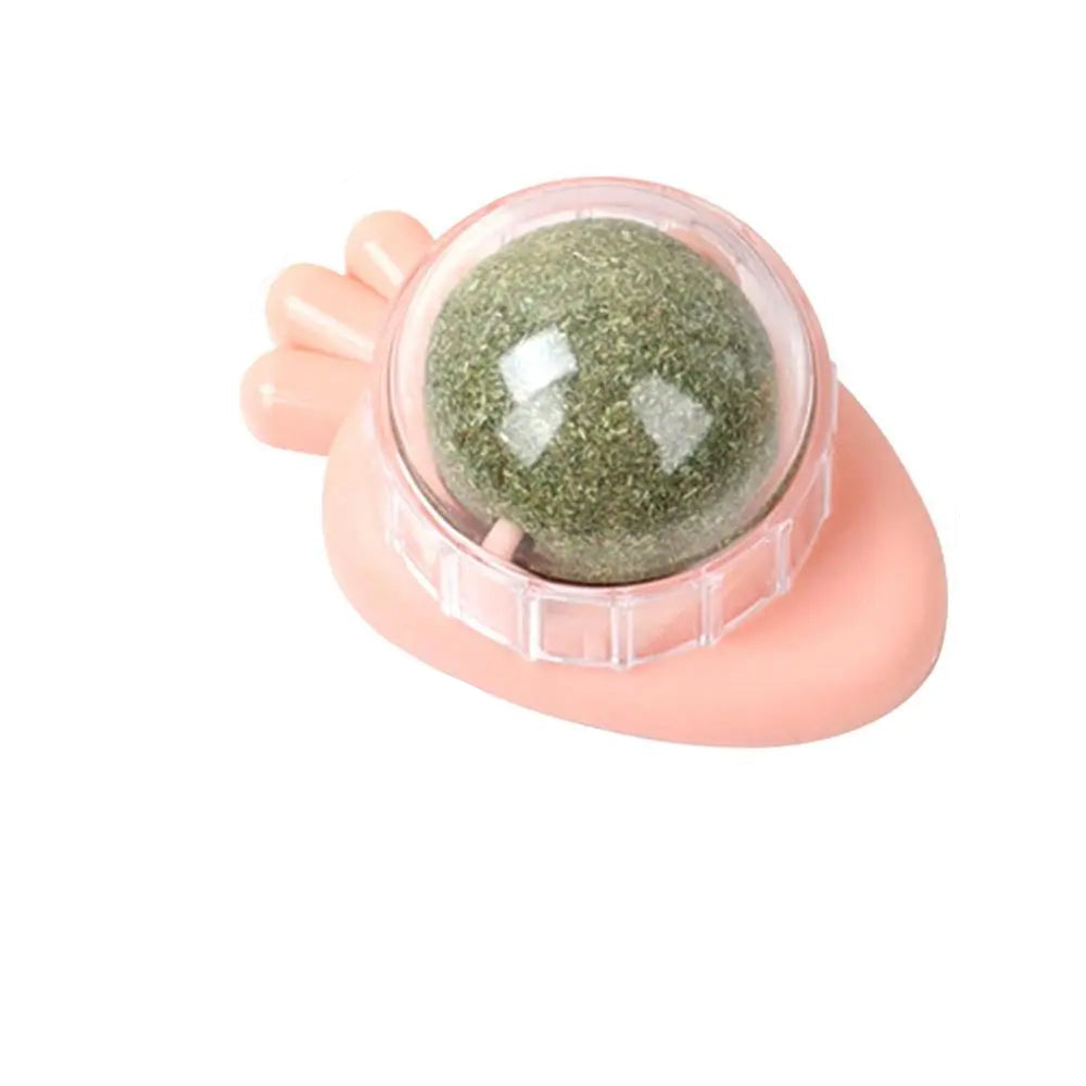 Cat Wall Stick-On Ball Wall Mount Cat Mint Balls Edible Cat Catnip Licking Ball Cat Wall Treats Teeth Cleaning Cat Bite Toy