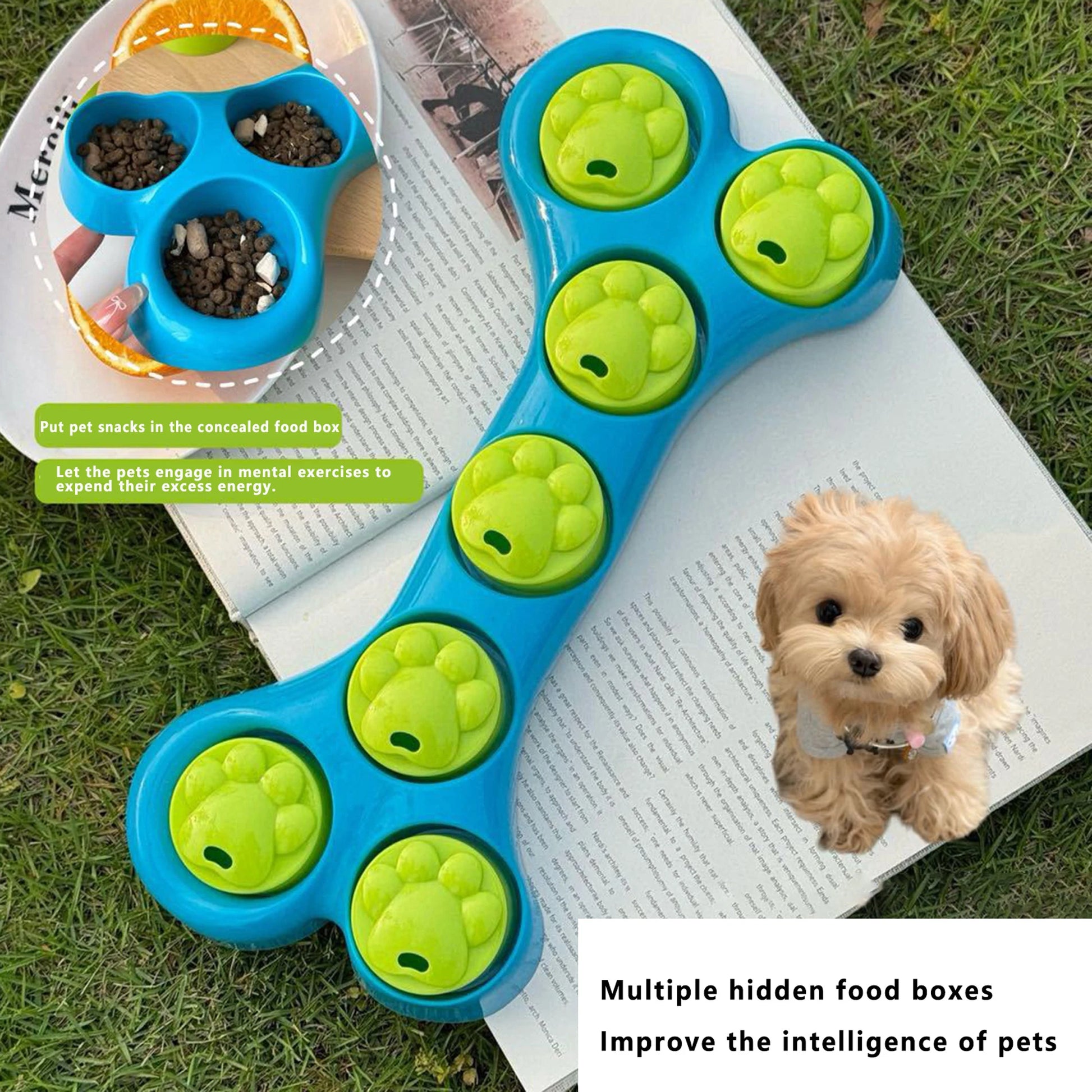 Bone-Shaped Slow Feeder Toy and Treat Dispenser for Dogs and Cats - Enhances Stimulation and Engagement