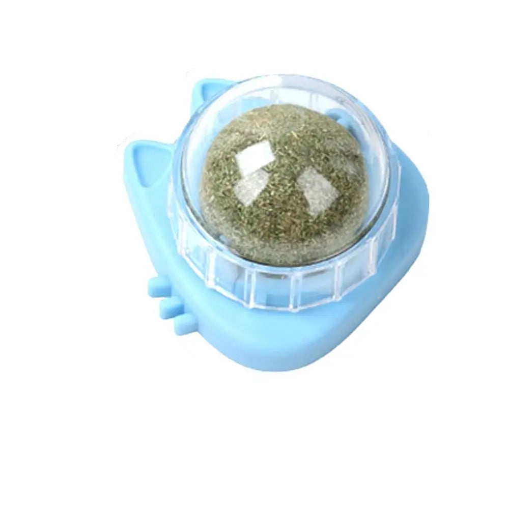 Cat Wall Stick-On Ball Wall Mount Cat Mint Balls Edible Cat Catnip Licking Ball Cat Wall Treats Teeth Cleaning Cat Bite Toy