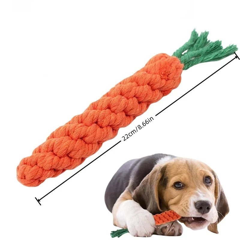 1Pc Dog Bite Carrot Rope Pet Dog Toys Safe Durable Braided Bite Dog Chew Toys Resistant Puppy Molar Cleaning Teeth Cotton Rope