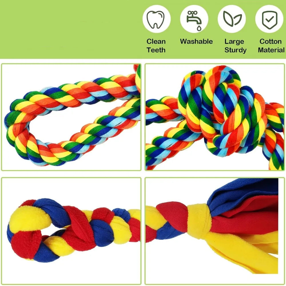 Interactive Outdoor Dog Toys - Tether Tug Exercise Equipment with Dual Rope Toys for Dogs of All Sizes