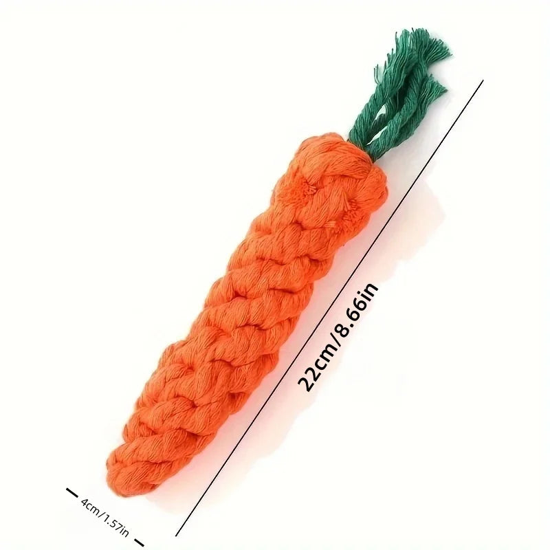 1Pc Dog Bite Carrot Rope Pet Dog Toys Safe Durable Braided Bite Dog Chew Toys Resistant Puppy Molar Cleaning Teeth Cotton Rope