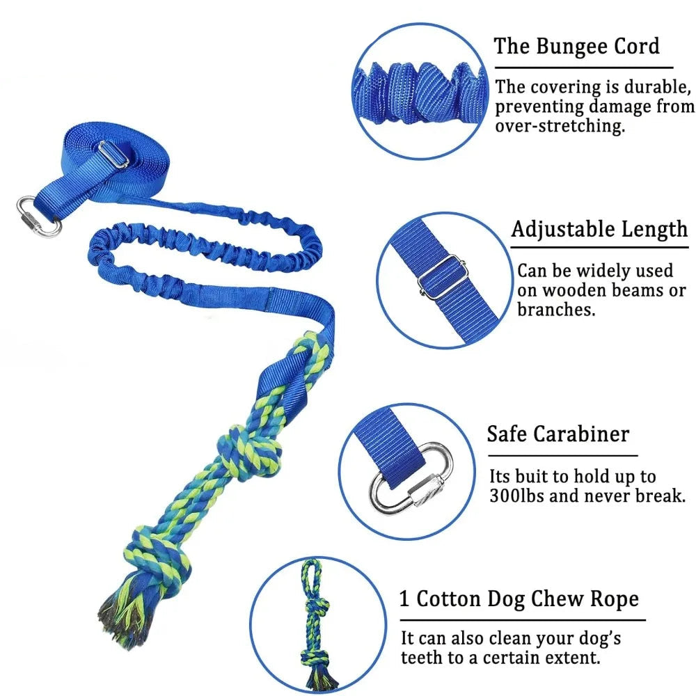 Interactive Outdoor Dog Toys - Tether Tug Exercise Equipment with Dual Rope Toys for Dogs of All Sizes