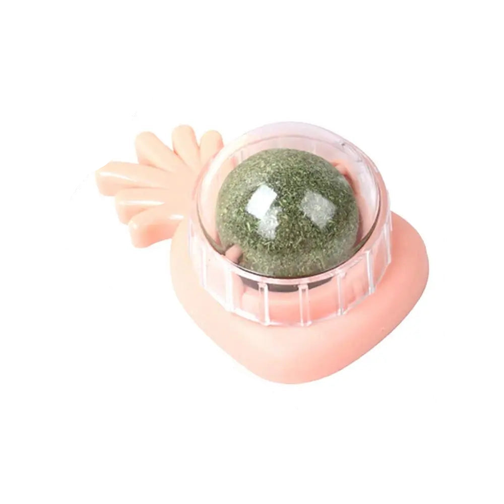 Cat Wall Stick-On Ball Wall Mount Cat Mint Balls Edible Cat Catnip Licking Ball Cat Wall Treats Teeth Cleaning Cat Bite Toy