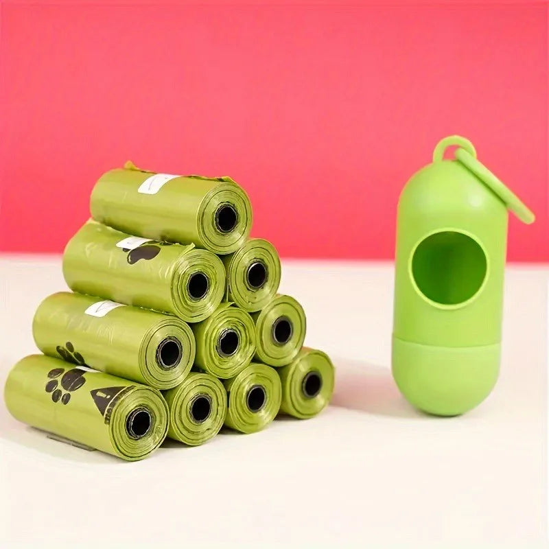 Biodegradable Pet Waste Bags - Extra Thick Poop Bags for Dogs & Cats, Portable Roll with Dispenser, Eco-Friendly & Lea