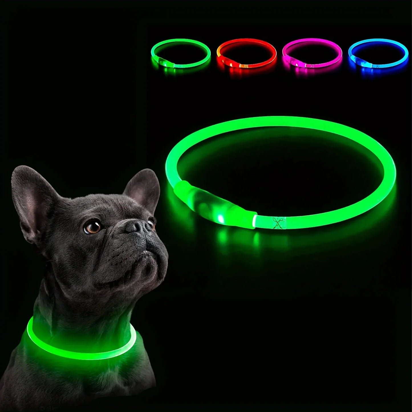 Pet Dog LED Light Collar Luminous Anti-Lost Dog Collar USB Charging Dog Necklace Collar Large Medium Small