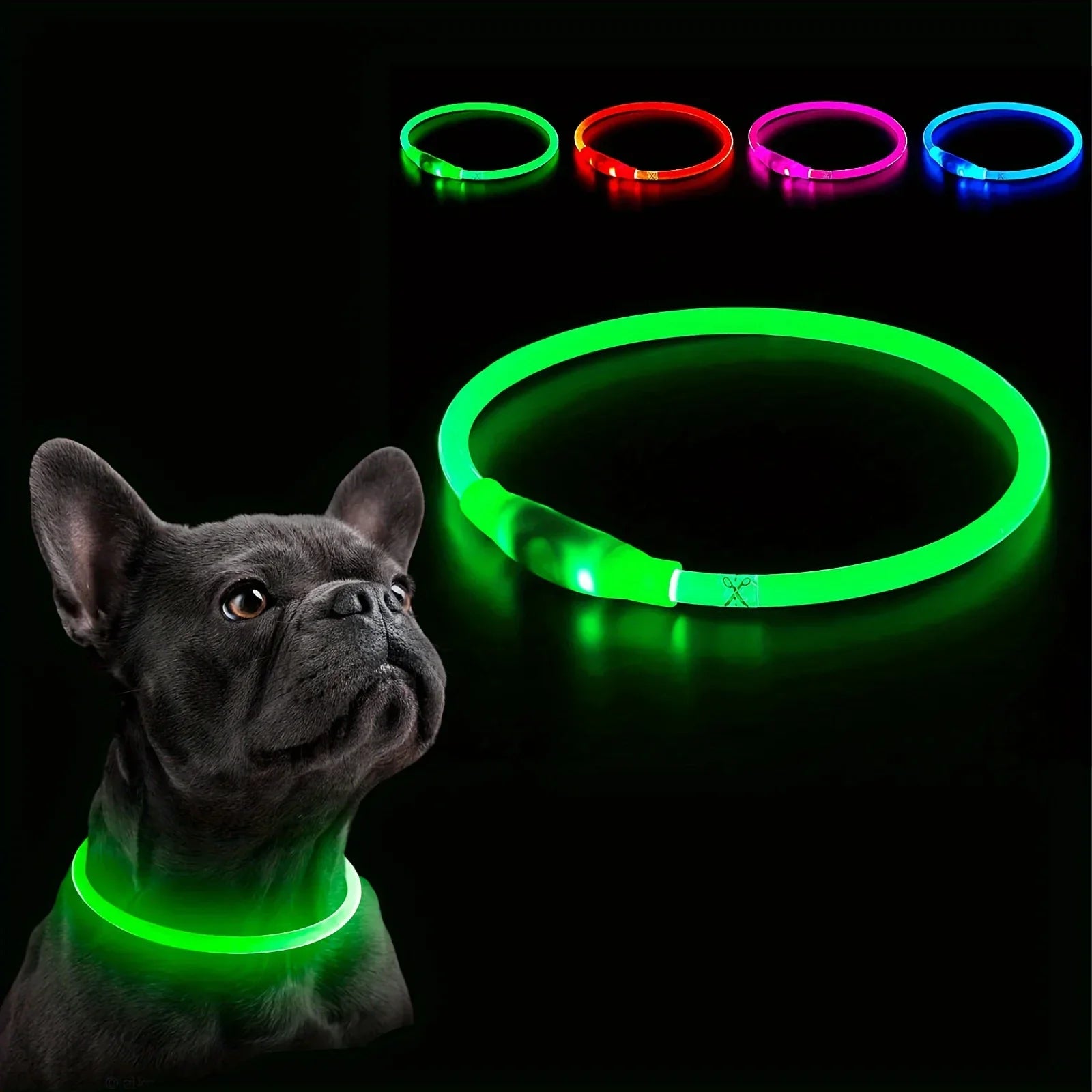 Pet Dog LED Light Collar Luminous Anti-Lost Dog Collar USB Charging Dog Necklace Collar Large Medium Small