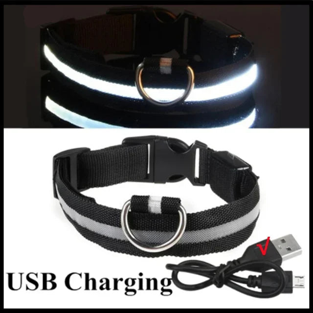 LED Glowing Dog Collar Adjustable Flashing Rechargea Luminous Collar Night Anti-Lost Dog Light Harnessfor Small Dog Pet Products