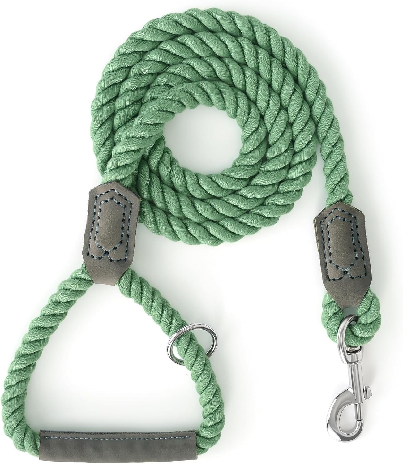 Dog Leash, Braided Cotton Rope Leashes with Leather Tip - Heavy Duty Metal Clasp, 4FT, 1/2" Thick - Wedding, Walking & Training Leash for Small Medium Large Dogs (Dark Brown)