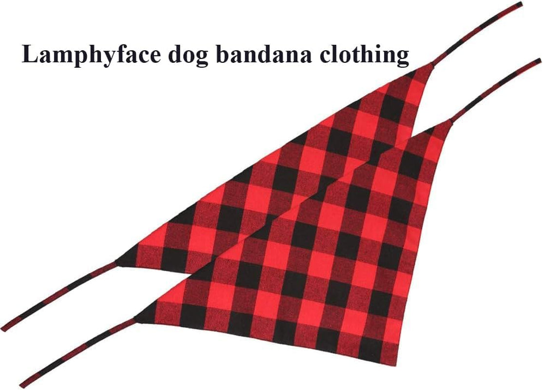 2 Pcs Dog Bandana Christmas Pet Clothing Triangle Scarf Accessories Bibs Red Black Plaid