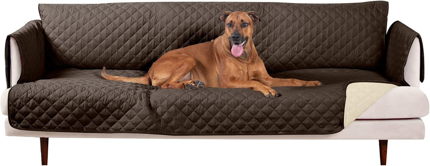 Water-Resistant Sofa Cover for Dogs & Cats, Reversible Couch Protector with Secure Straps and Pinsonic Quilted Fabric, Machine Washable Couch Cover, Large Sofa, Gray/Mist