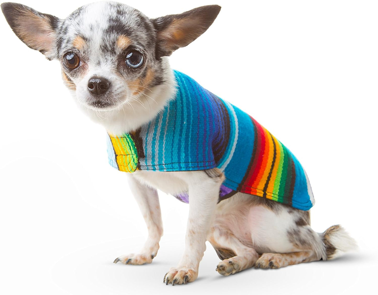 Dog Clothes - Handmade Dog Poncho - Cinco De Mayo Chihuahua Costume from Authentic Mexican Blanket (Pink, XXS)