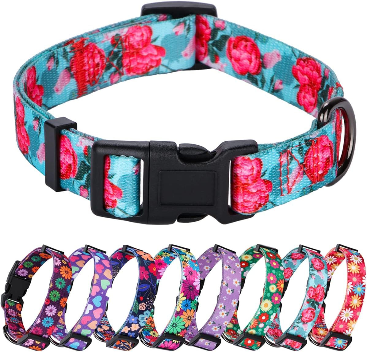 Daisy Girl Dog Collars, Floarl Design for Small Dogs, Purple
