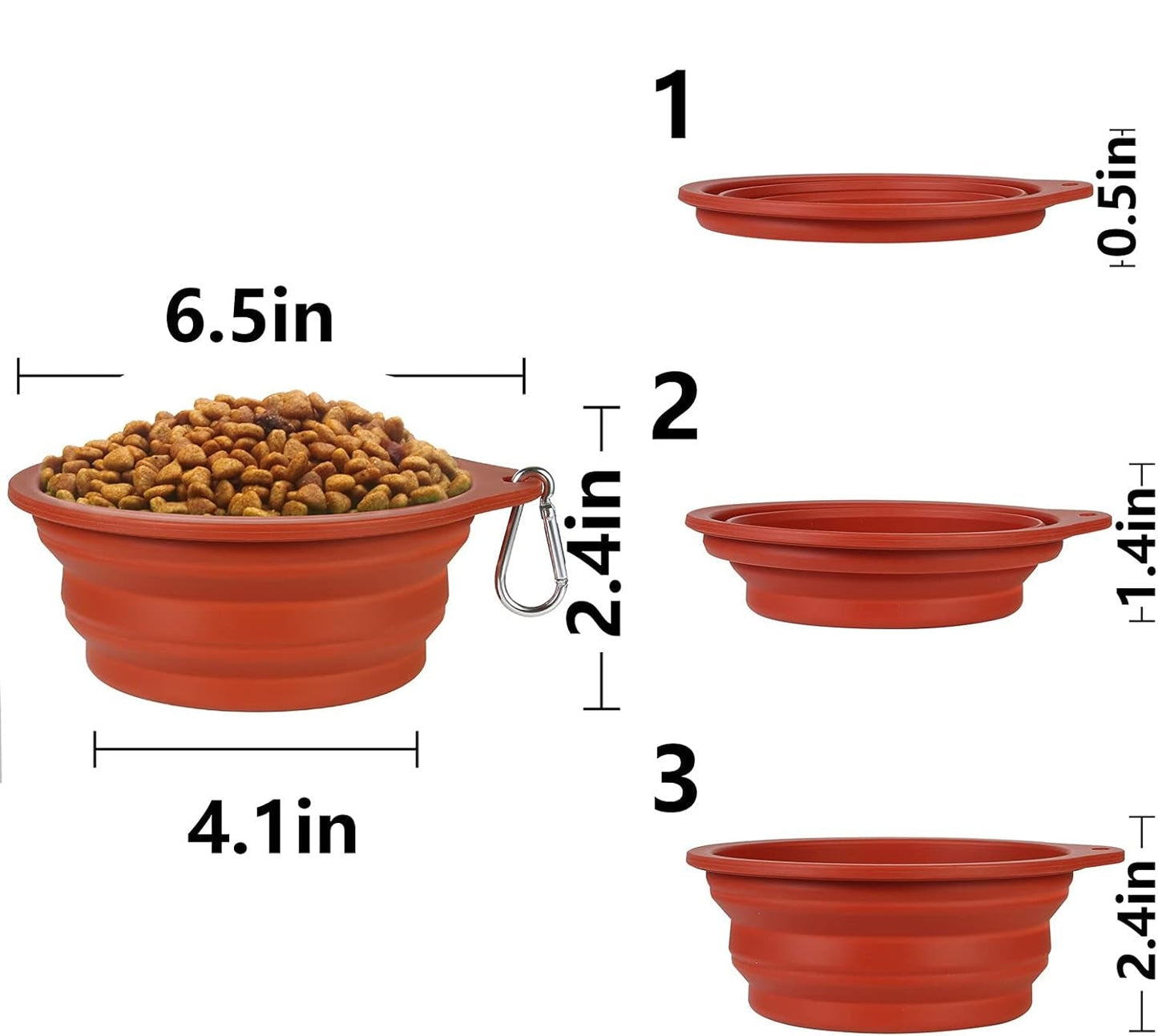 2Pack Collapsible Dog Bowl,Integrated Molding Travel Bowl No Plastic Rim Pet Feeding Bowls for Walking Traveling Outdoors,600Ml (Brown+Grey)