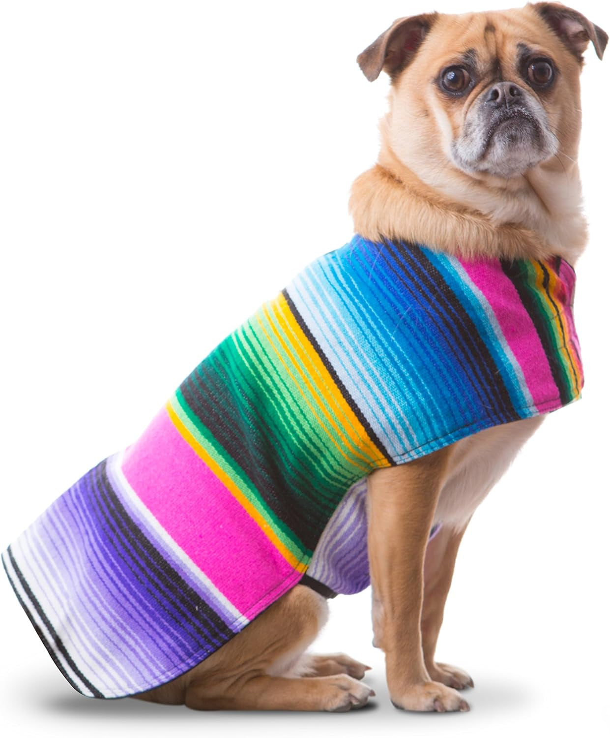 Dog Clothes - Handmade Dog Poncho - Cinco De Mayo Chihuahua Costume from Authentic Mexican Blanket (Pink, XXS)