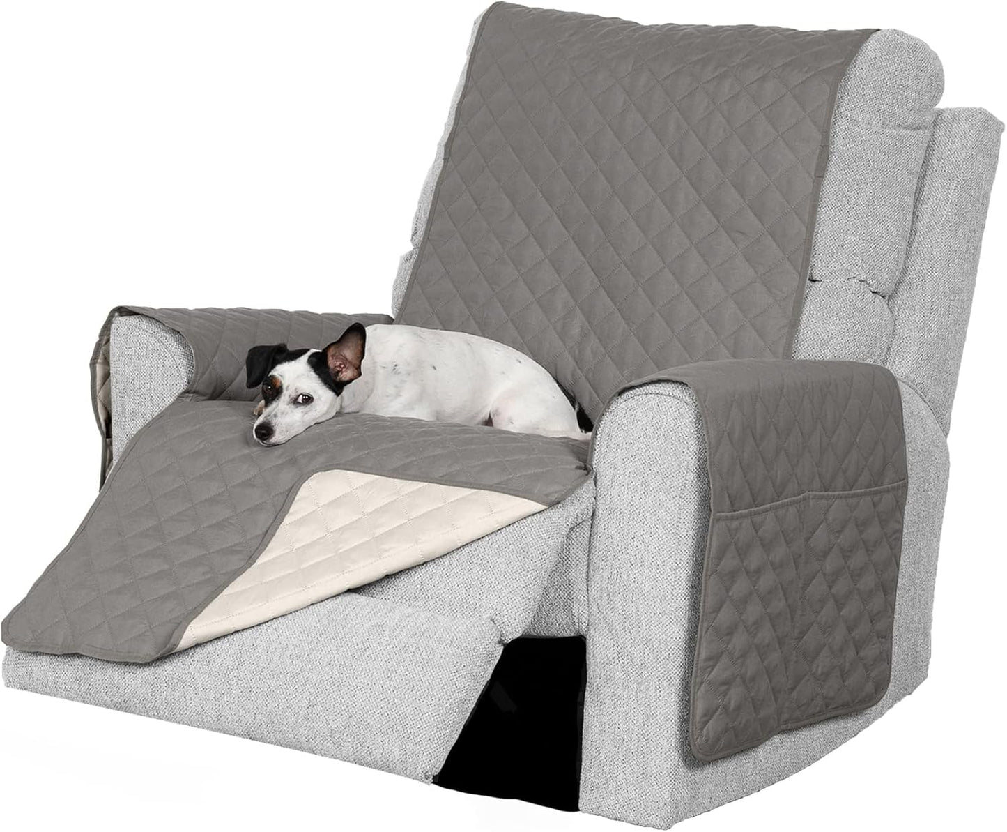 Water-Resistant Sofa Cover for Dogs & Cats, Reversible Couch Protector with Secure Straps and Pinsonic Quilted Fabric, Machine Washable Couch Cover, Large Sofa, Gray/Mist