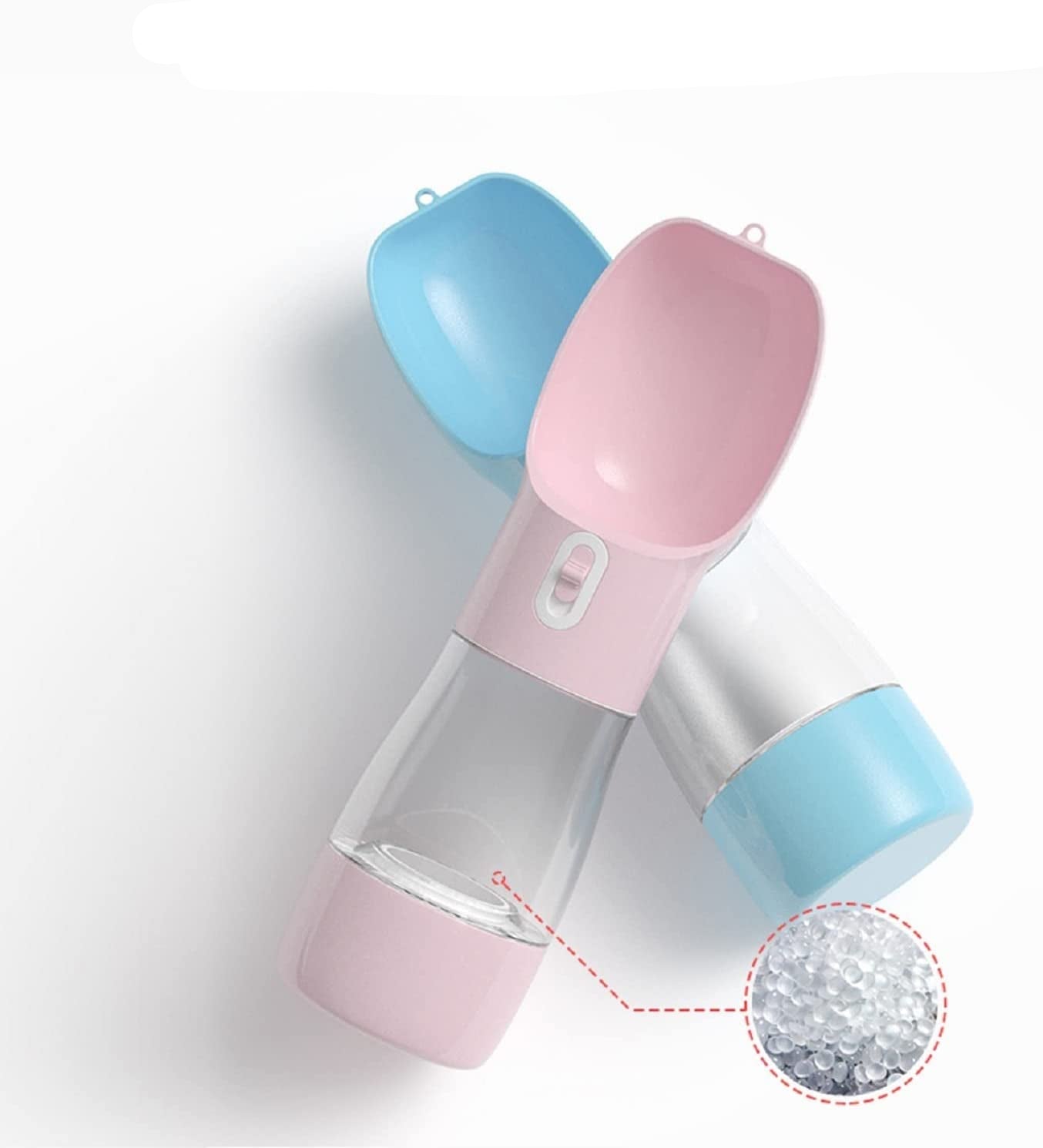 Portable Dog Water Bottle - Leak Proof Dog Water Dispenser with Bowl & Food Container, Dishwasher Safe Food Grade Plastic for Pet Puppy Outdoor Walking Hiking Travel Pink