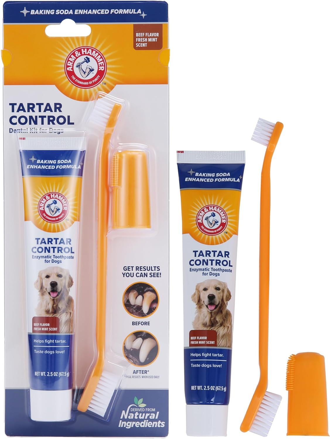 for Pets Tartar Control Kit for Dogs Contains Toothpaste, Toothbrush & Fingerbrush Reduces Plaque & Tartar Buildup, 3-Piece Kit, Banana Mint Flavor (Pack of 1)