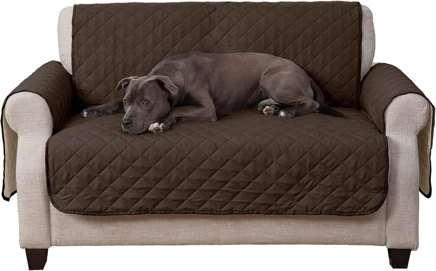 Water-Resistant Sofa Cover for Dogs & Cats, Reversible Couch Protector with Secure Straps and Pinsonic Quilted Fabric, Machine Washable Couch Cover, Large Sofa, Gray/Mist