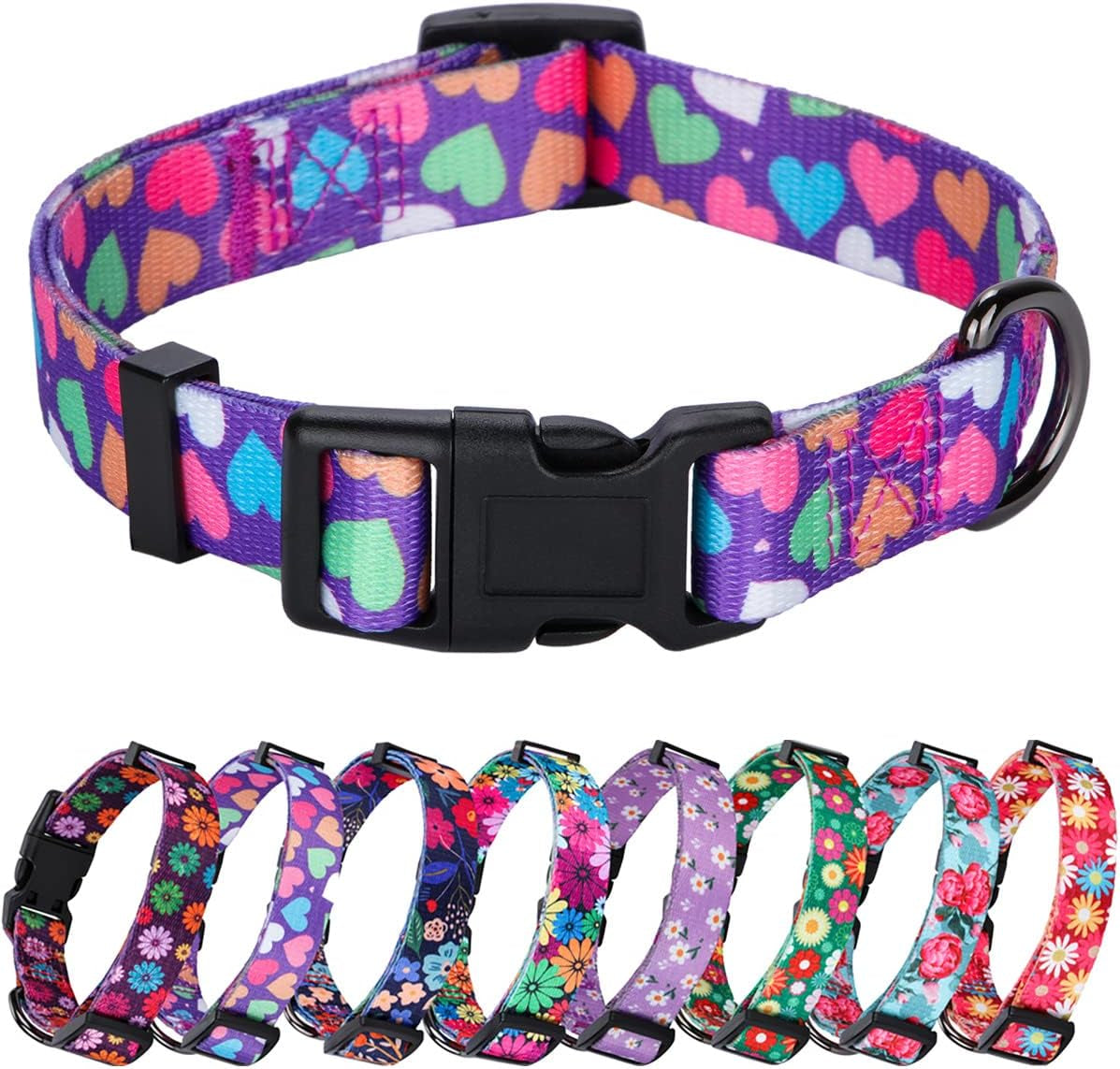 Daisy Girl Dog Collars, Floarl Design for Small Dogs, Purple