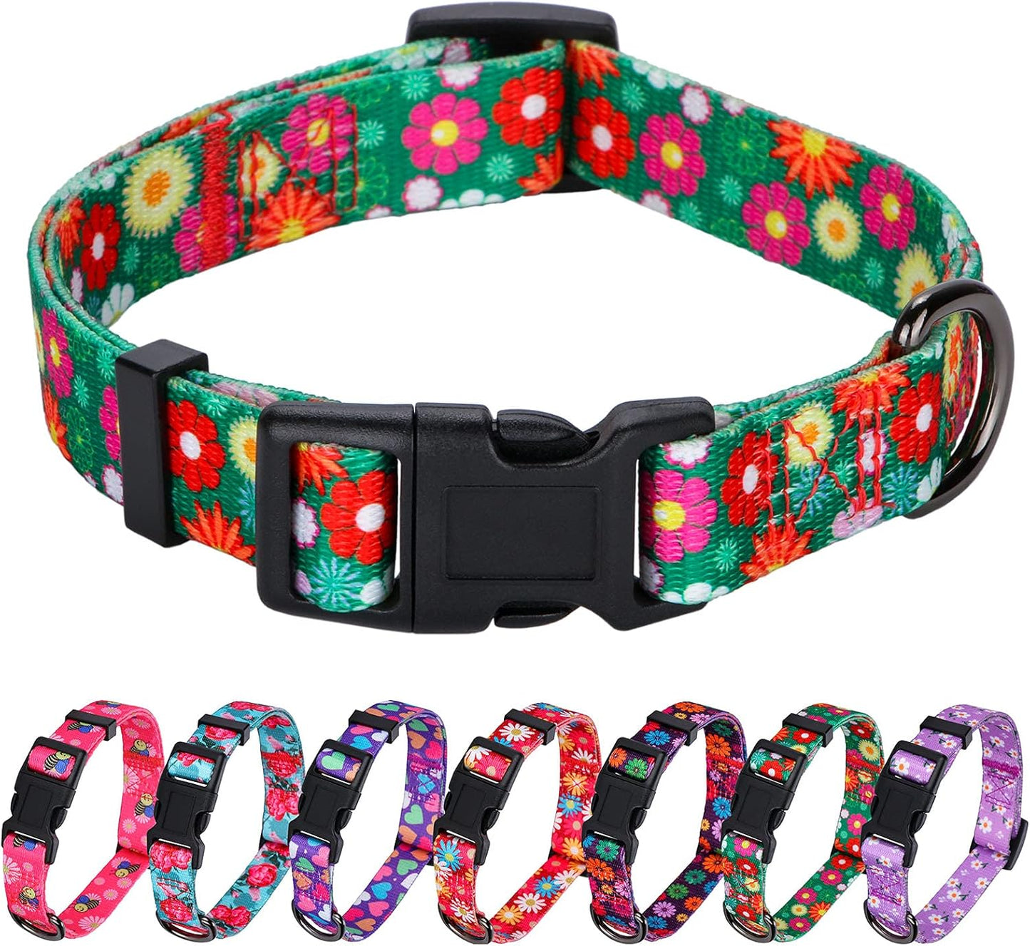 Daisy Girl Dog Collars, Floarl Design for Small Dogs, Purple